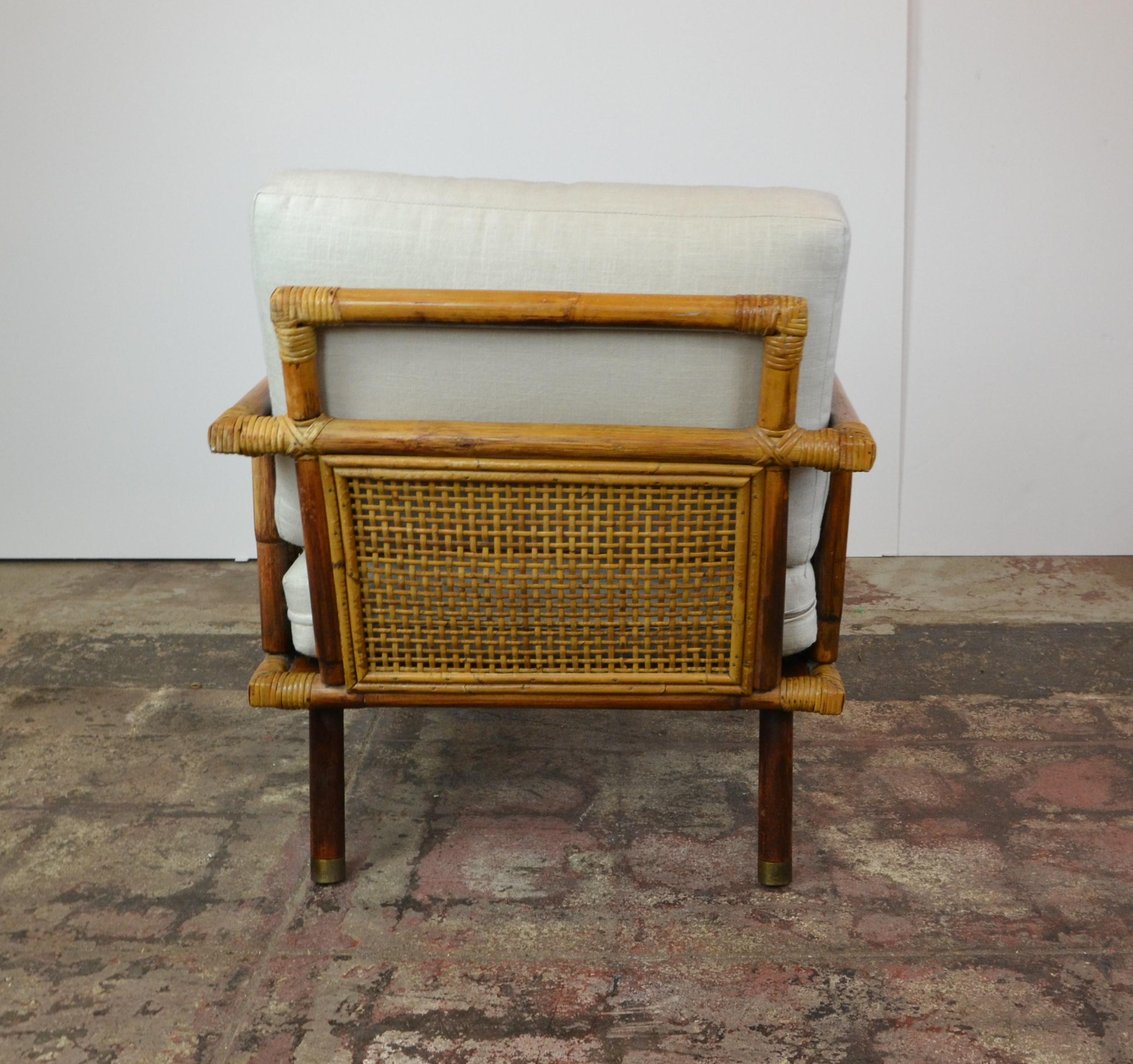 20th Century Vintage Rattan and Cane Lounge Chair by Ficks Reed, circa 1950