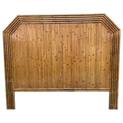 Vintage Rattan and Faux Bamboo Full Size Headboard