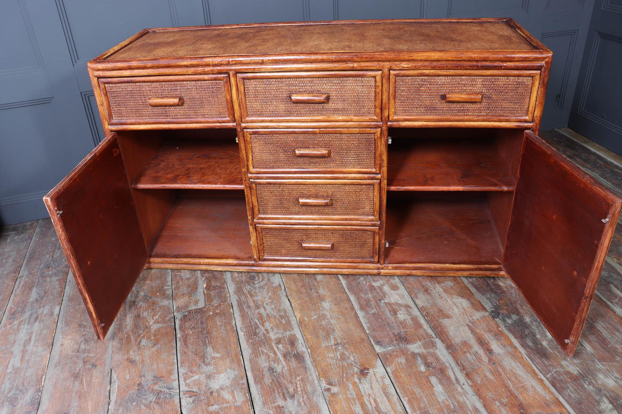 Credenza vintage in rattan e finto bambù in vendita 3
