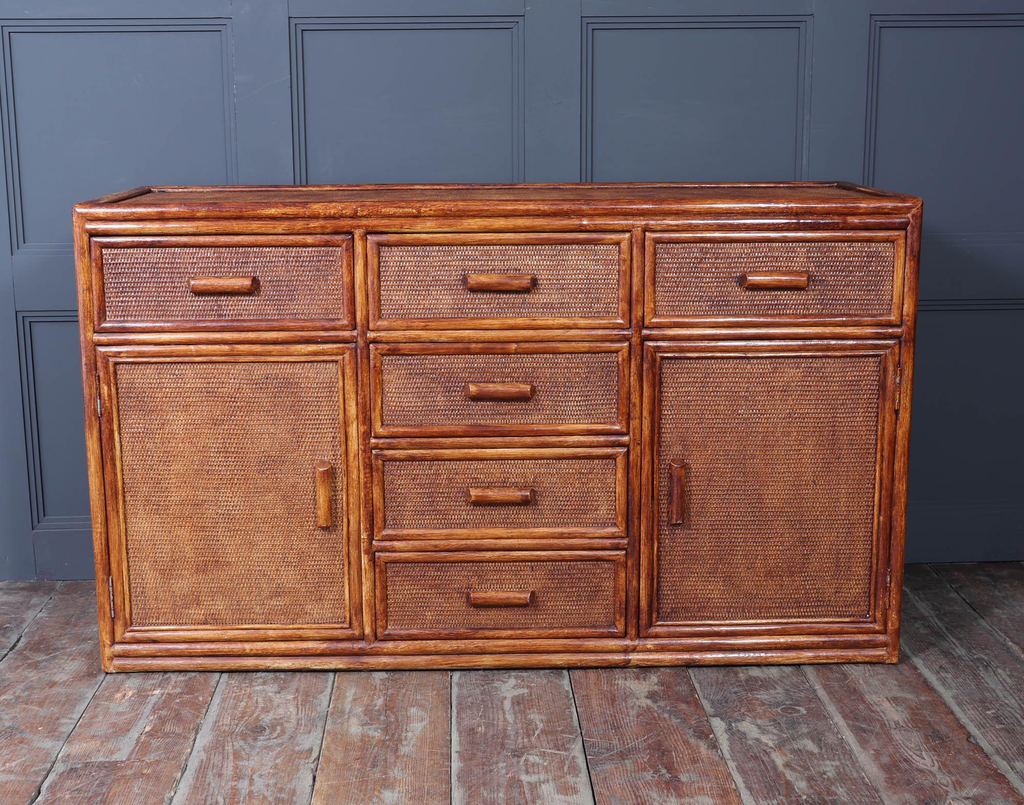 Credenza vintage in rattan e finto bambù in vendita 4
