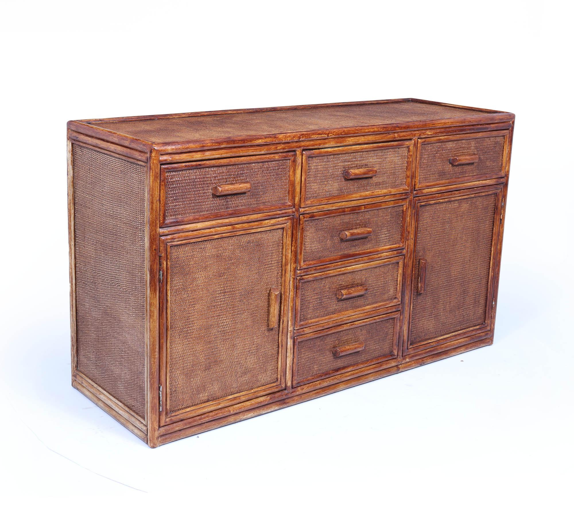 Credenza vintage in rattan e finto bambù in vendita 5