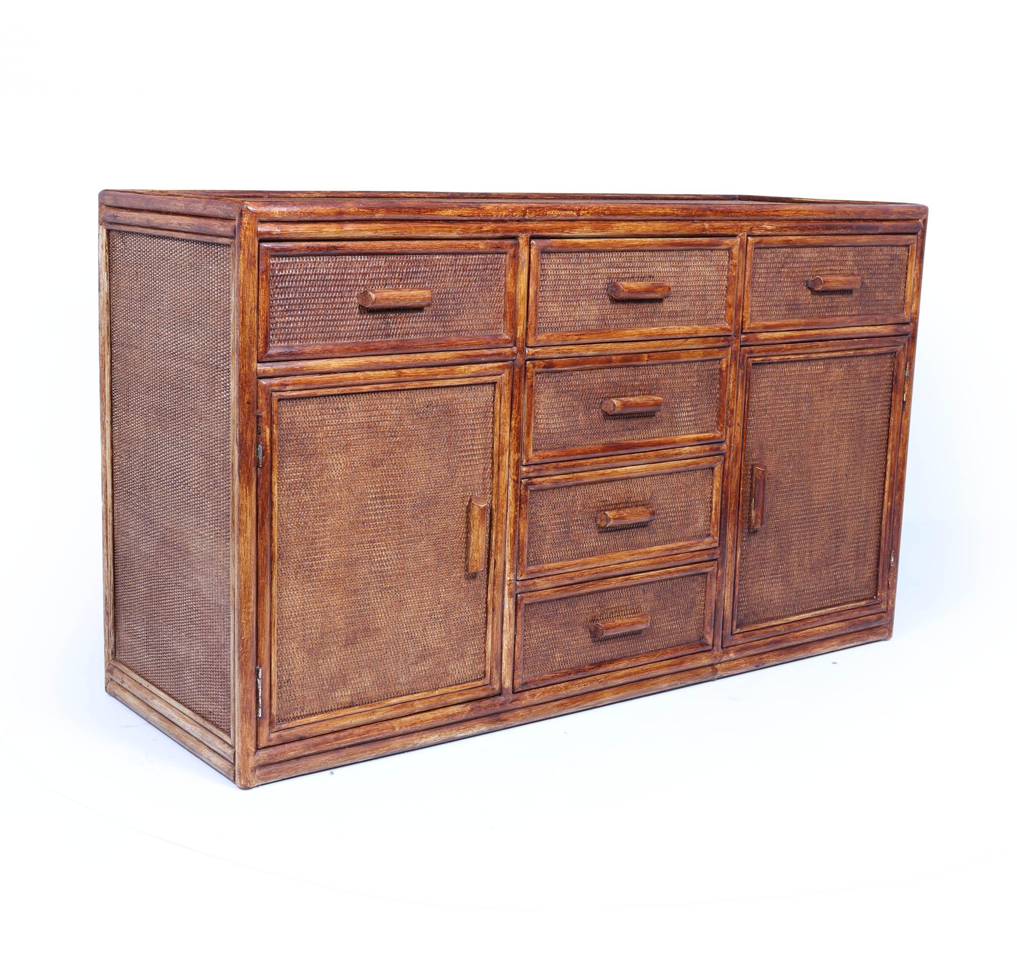 Credenza vintage in rattan e finto bambù in vendita 6