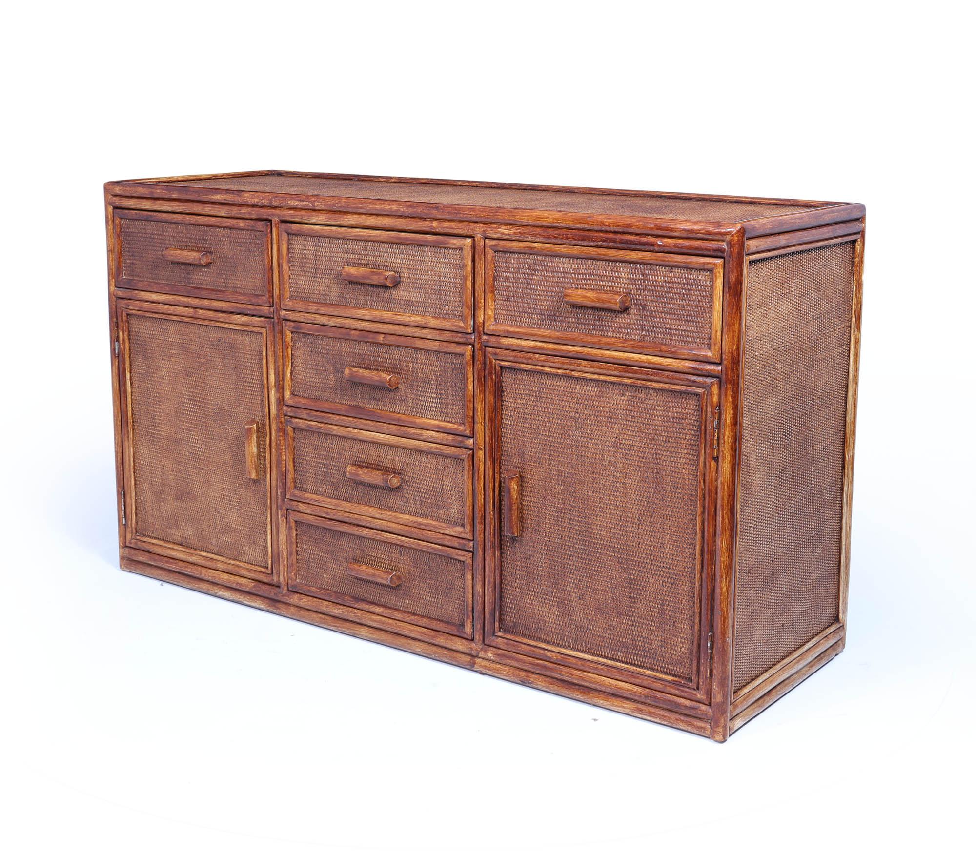 Credenza vintage in rattan e finto bambù in vendita 7