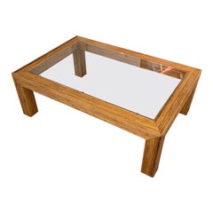 Coffe-Tisch aus Rattan und Glas