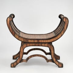 Vintage Rattan und Grasscloth ägyptischen Stil Bank