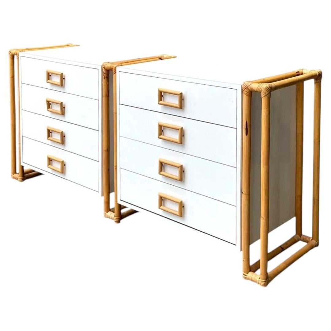 Commode vintage en rotin et stratifié en vente
