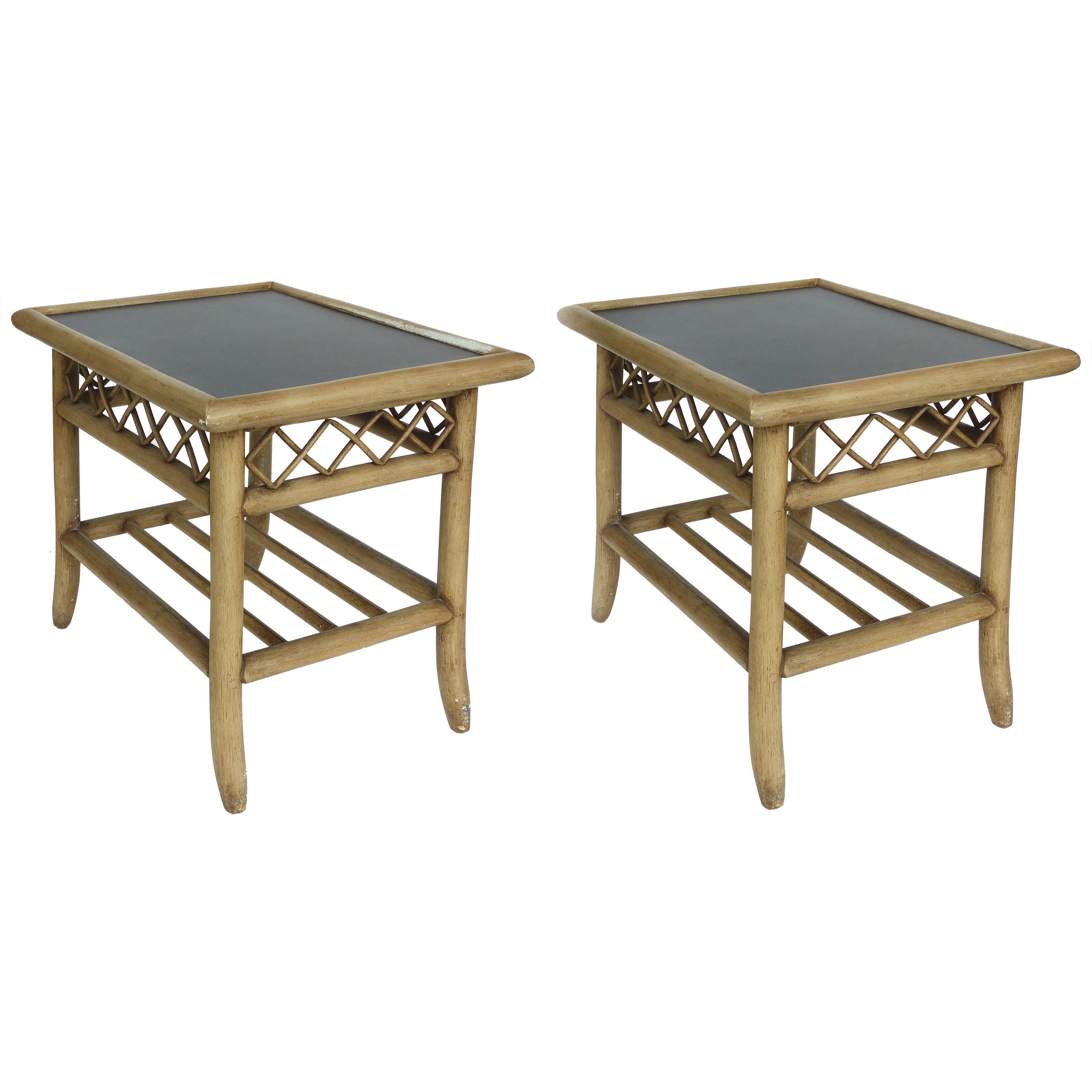Vintage Rattan and Laminate Side Tables at 1stDibs vintage rattan