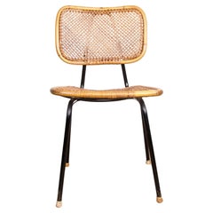 Vintage rattan and metal chair by Dirk Van Sliedrecht for Rohé Noordwolde 1950.