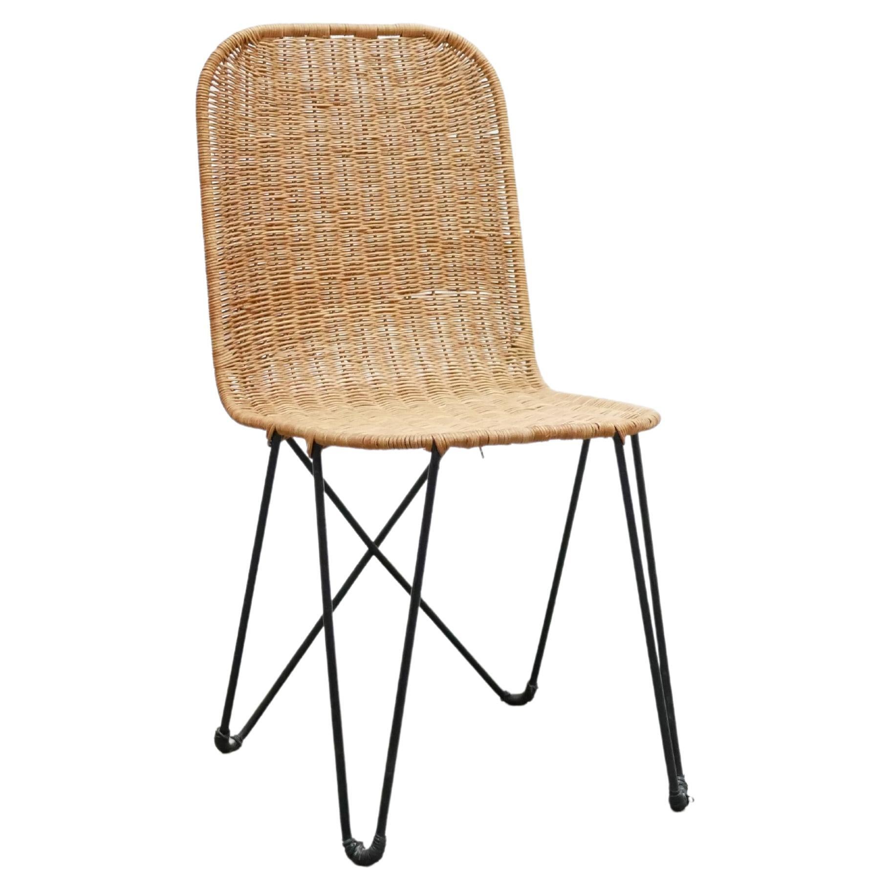 Vintage Rattan and Metal Chair by Raoul Guys