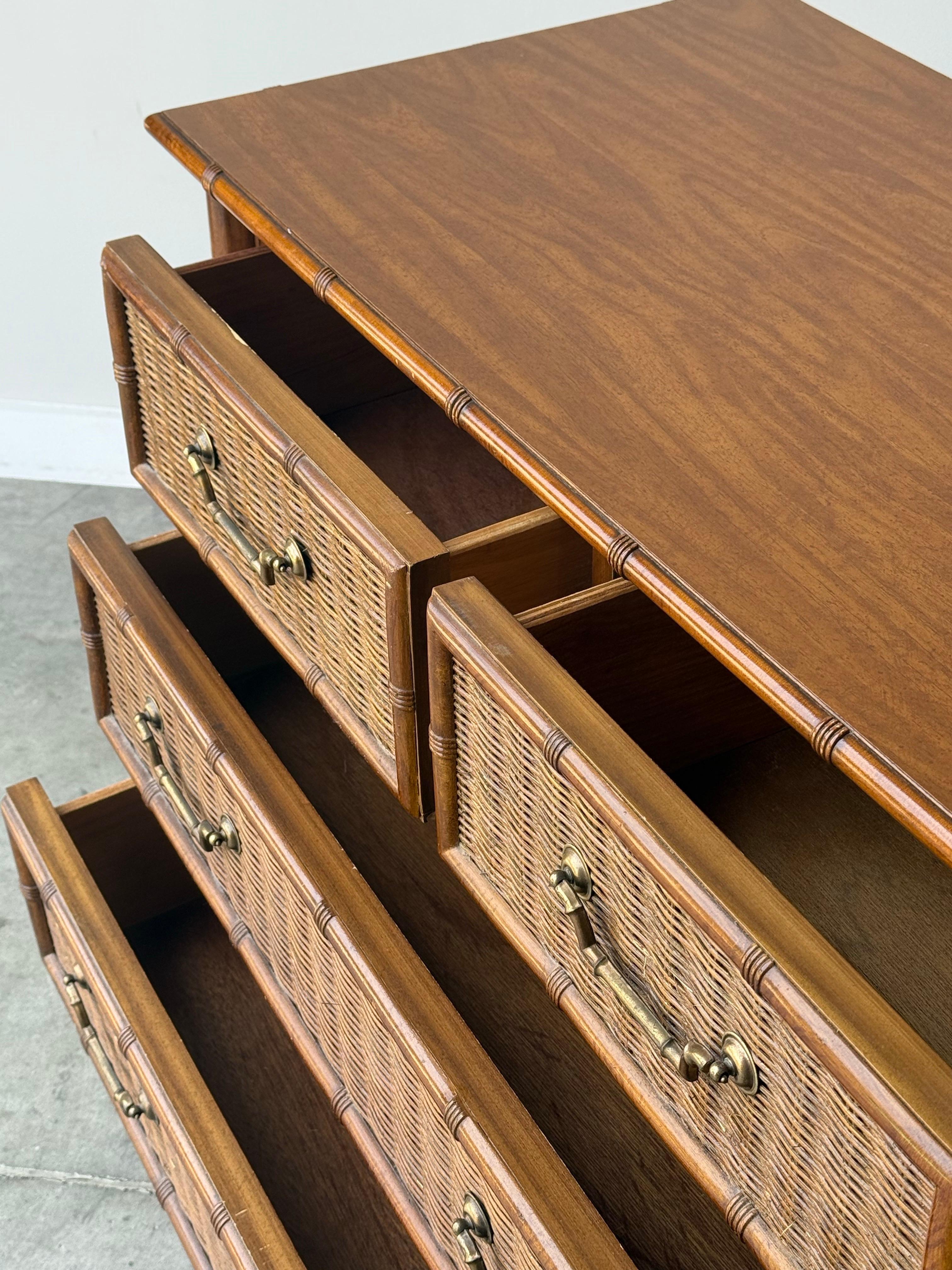Vintage Rattan and Wicker Chest of Drawers by Dixie 4