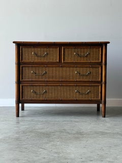 Vintage Rattan and Wicker Chest of Drawers by Dixie