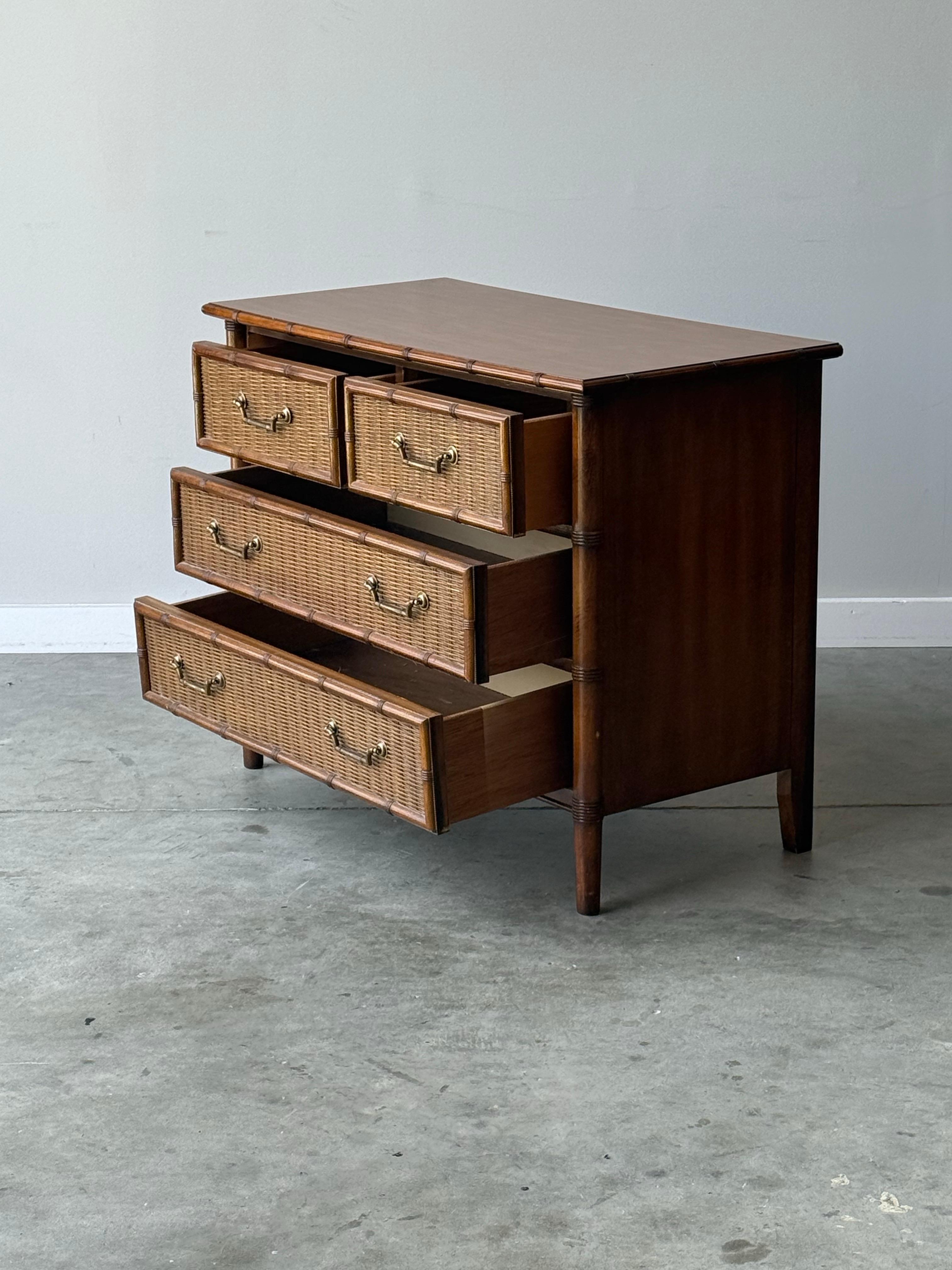 Mid-Century Modern Vintage Rattan and Wicker Chest of Drawers by Dixie