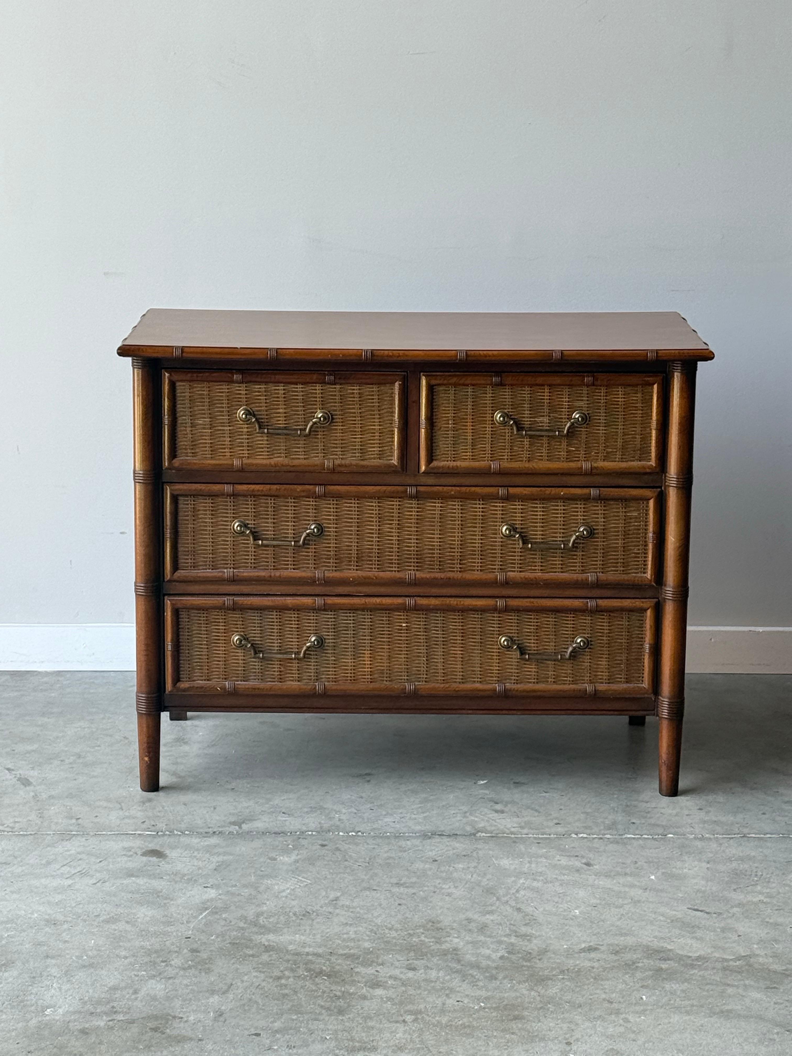 American Vintage Rattan and Wicker Chest of Drawers by Dixie