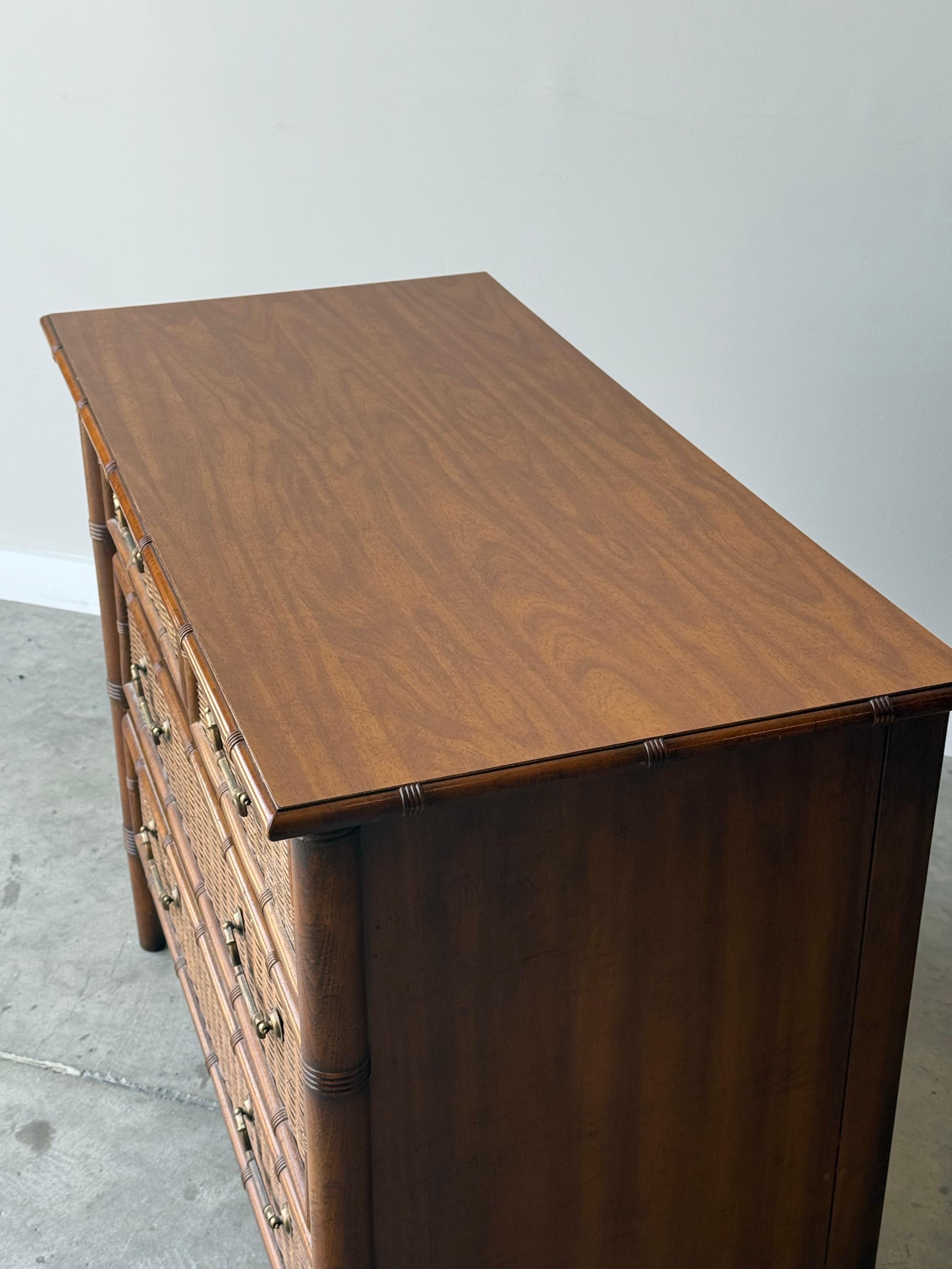 Metal Vintage Rattan and Wicker Chest of Drawers by Dixie