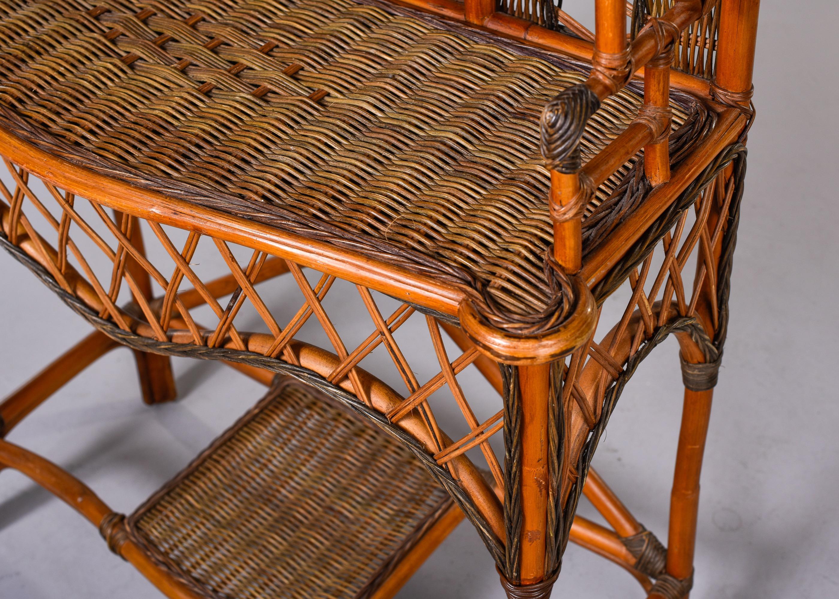 Vintage Rattan and Wicker Hall Stand For Sale 5