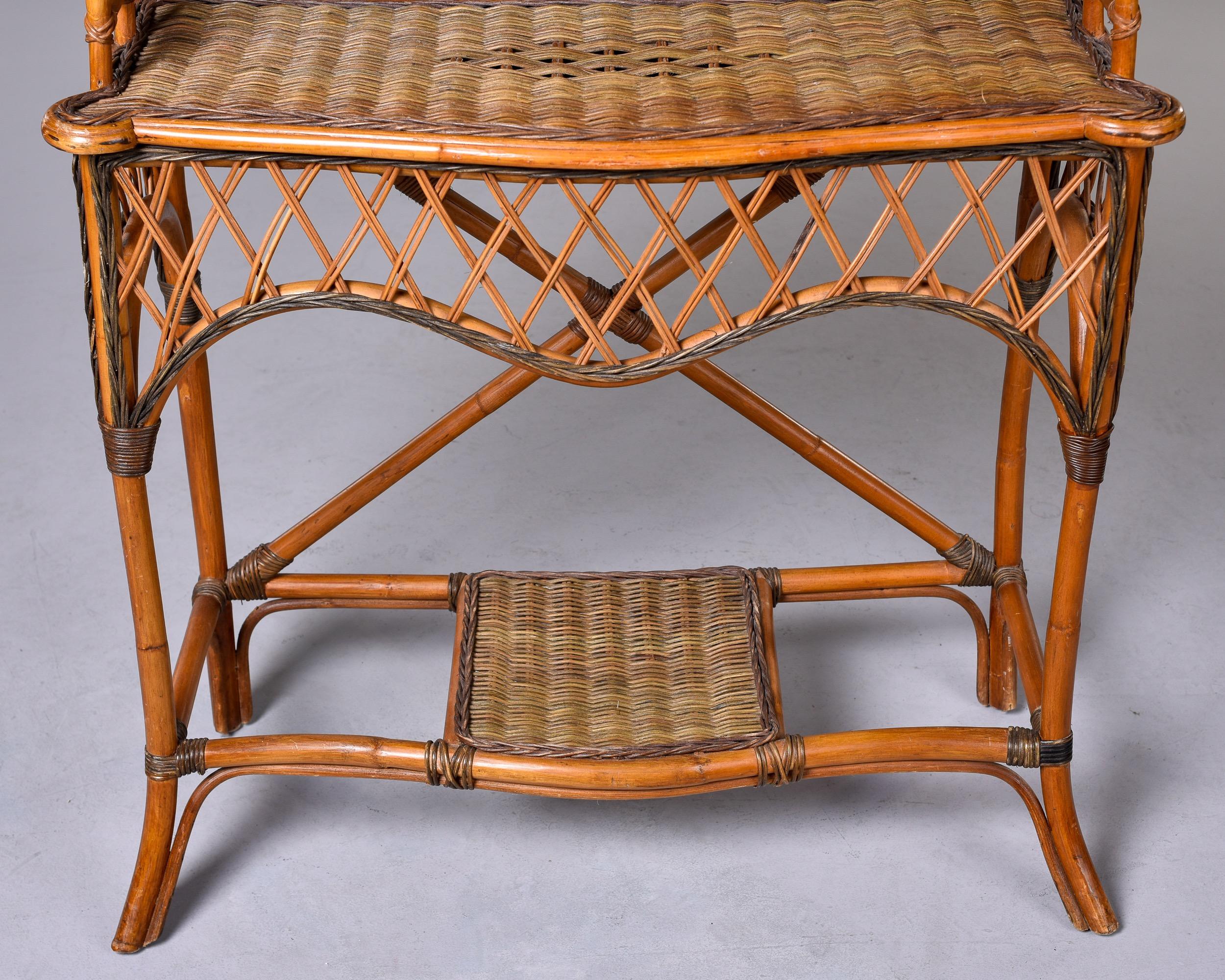 Bohemian Vintage Rattan and Wicker Hall Stand For Sale