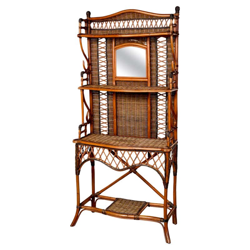 A Very Rare Wicker Etagere / Display Cabinet, Wakefield Rattan Co., C ...