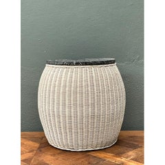 Vintage Rattan and Wood Side Table
