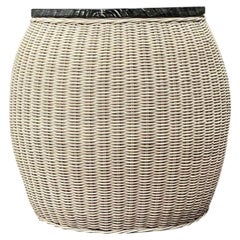 Vintage Rattan and Wood Side Table