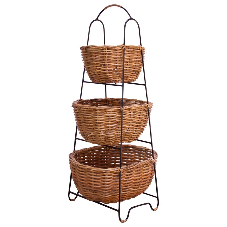 three wicker basket stand