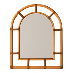 Vintage Rattan Arched Wall Mirror