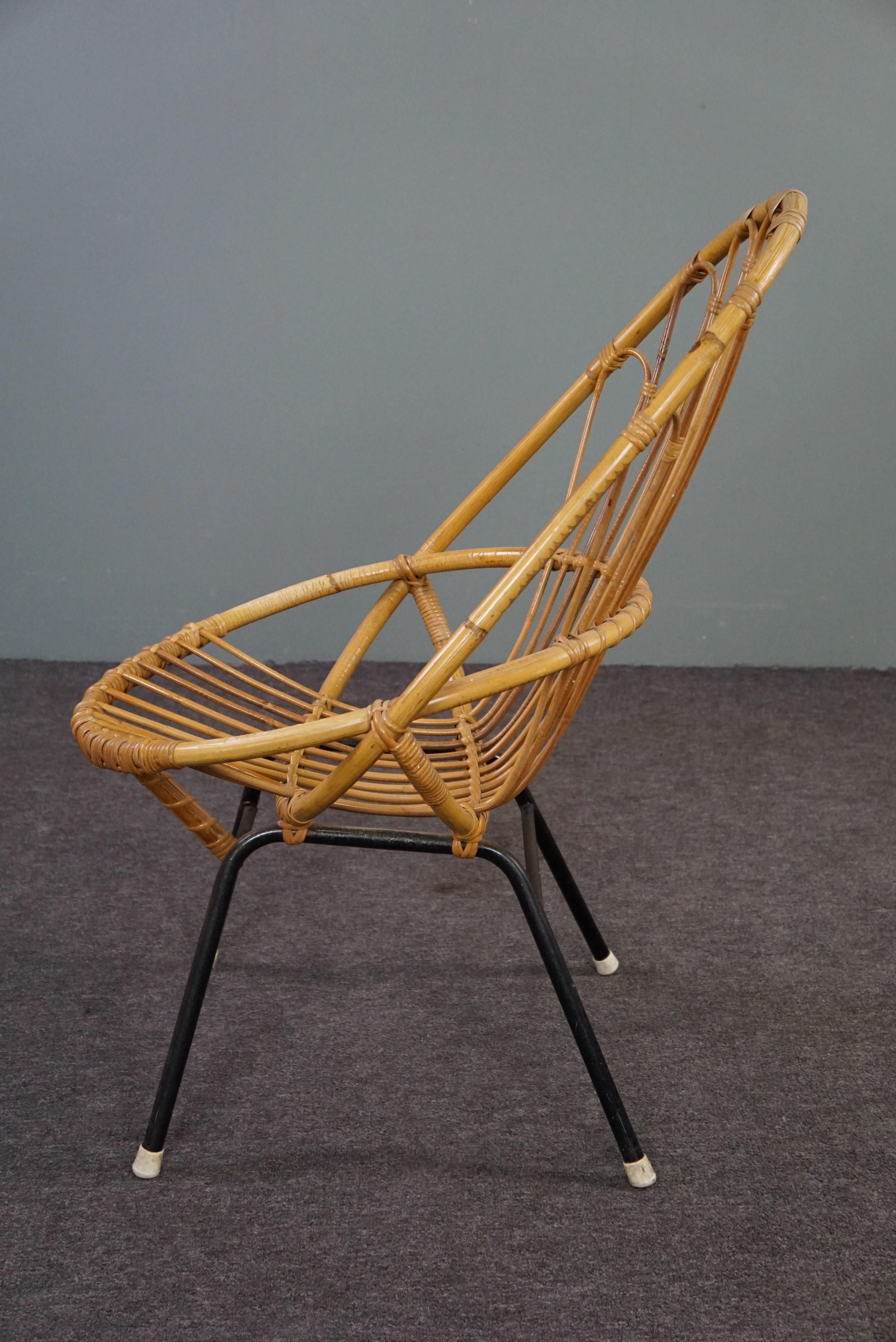 Mid-20th Century Vintage rattan armchair, Dutch Design, 1950 For Sale