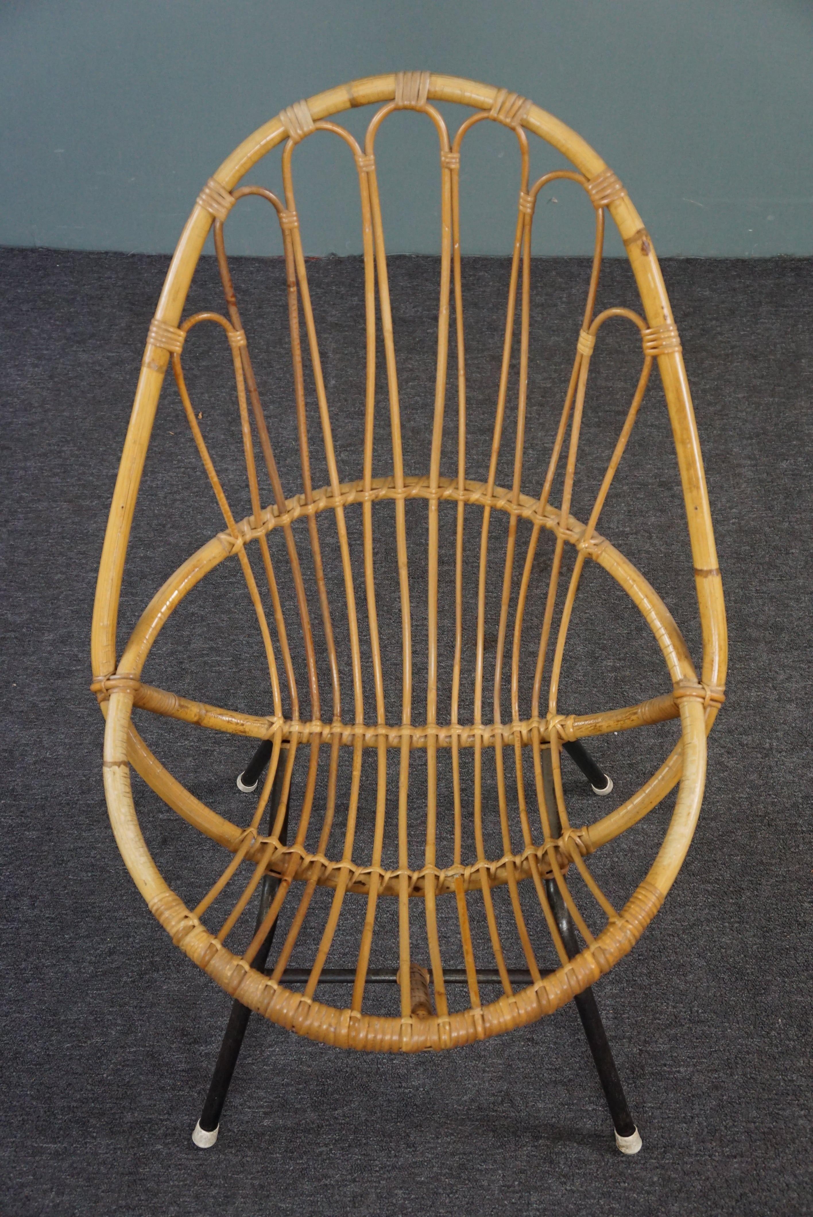 Vintage rattan armchair, Dutch Design, 1950 For Sale at 1stDibs