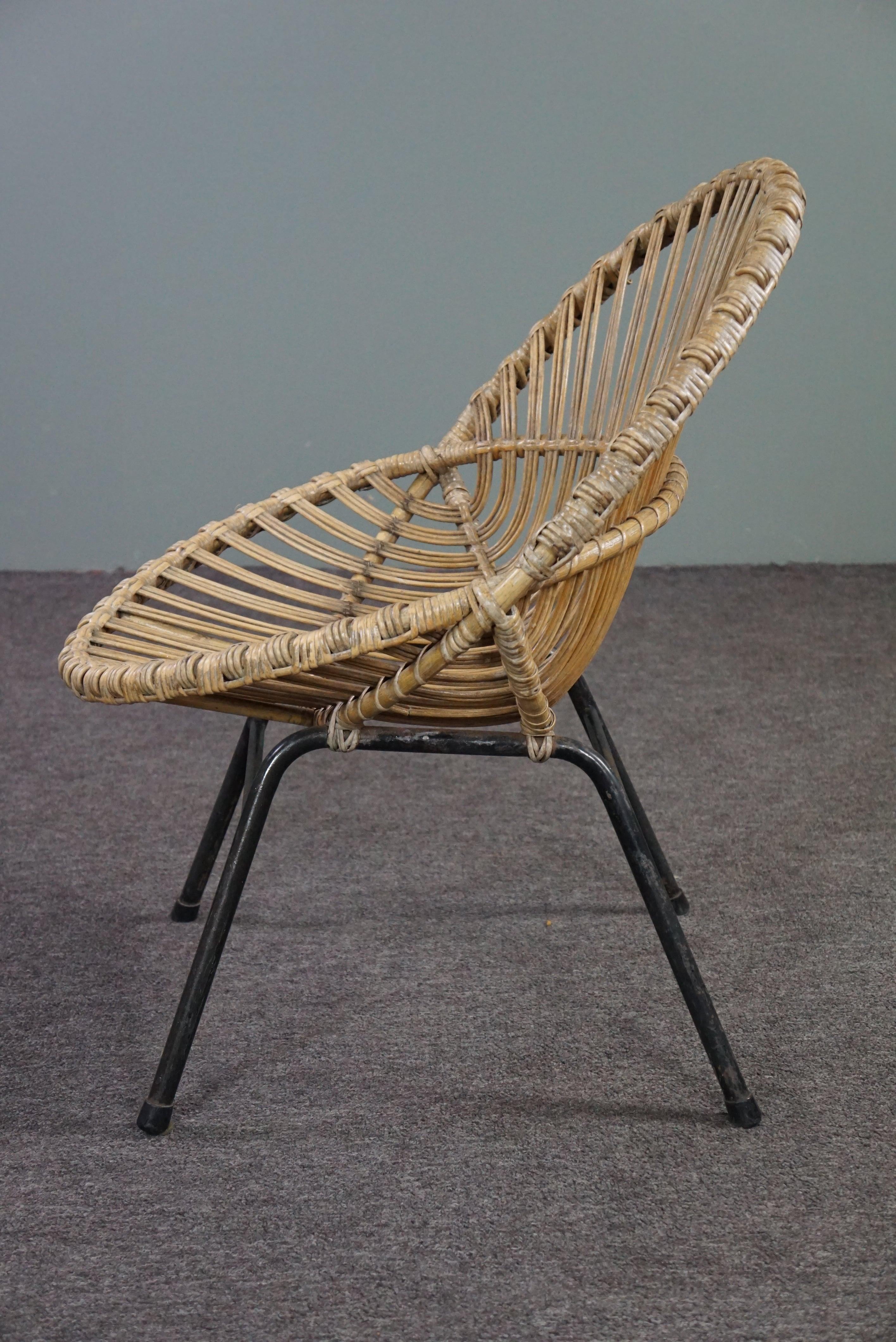 Mid-20th Century Vintage rattan armchair, Dutch Design, 1960 For Sale