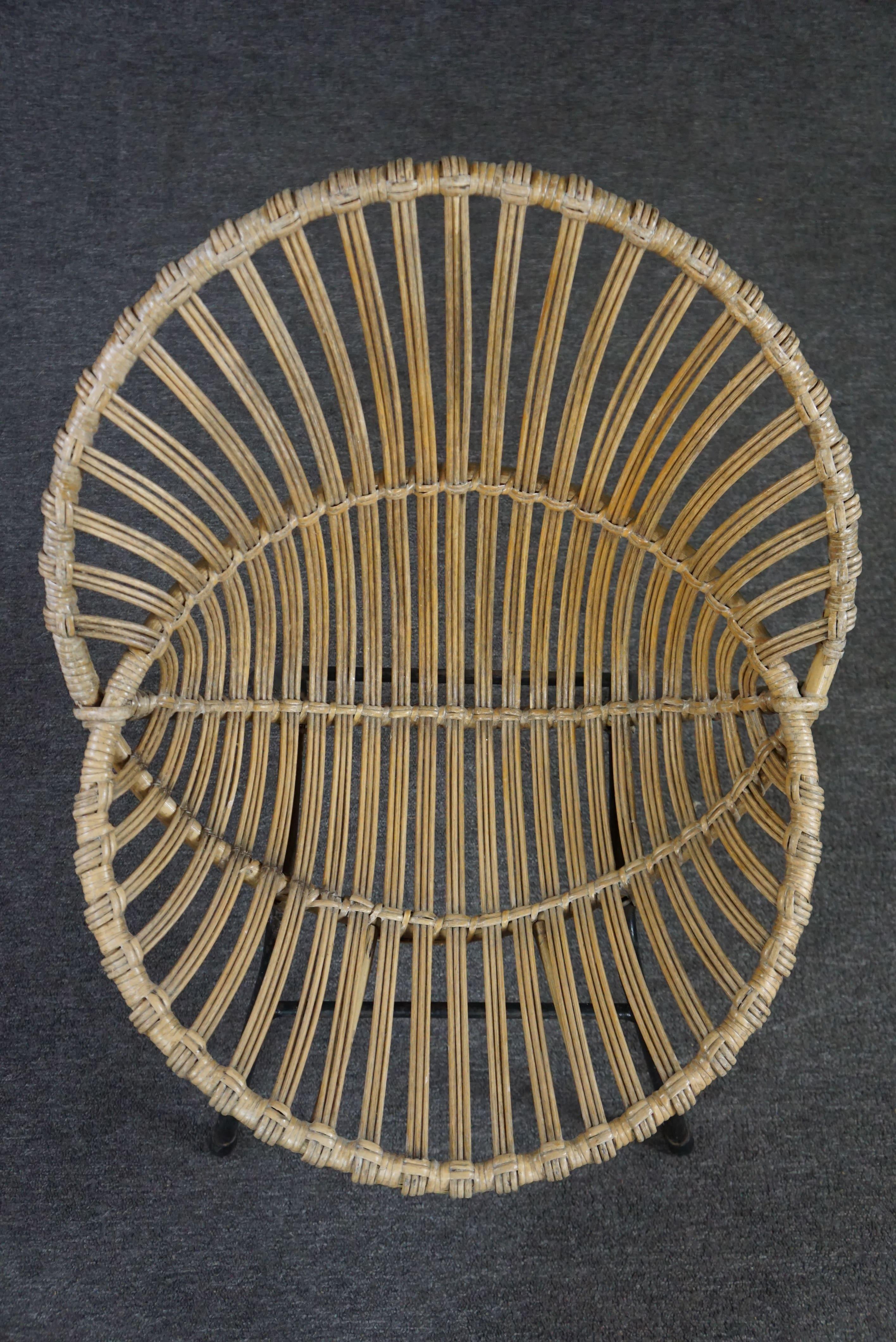 Metal Vintage rattan armchair, Dutch Design, 1960 For Sale