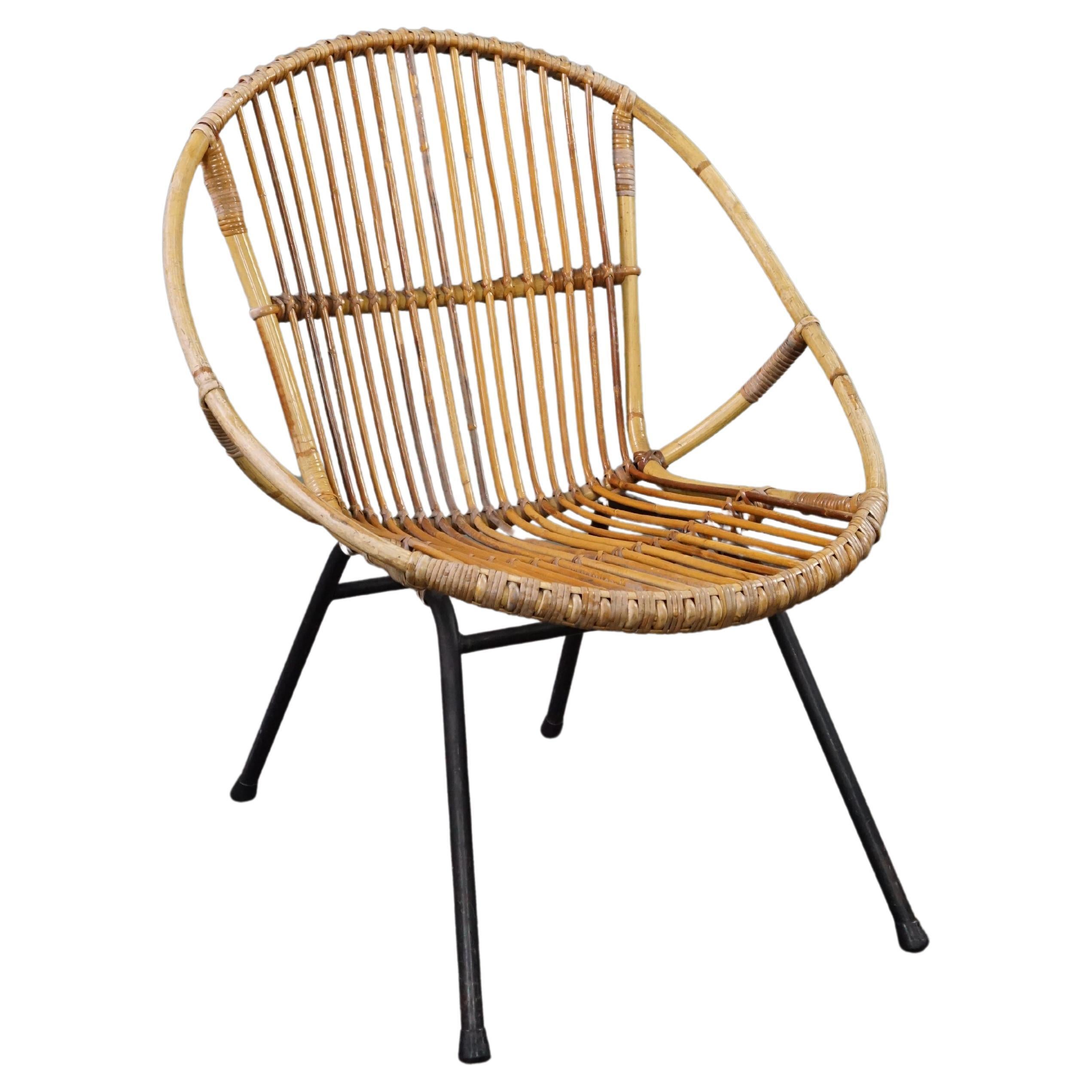 Vintage rattan armchair, Dutch Design, 1960 For Sale