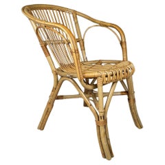 Fauteuil vintage en rotin, Italie 1970s