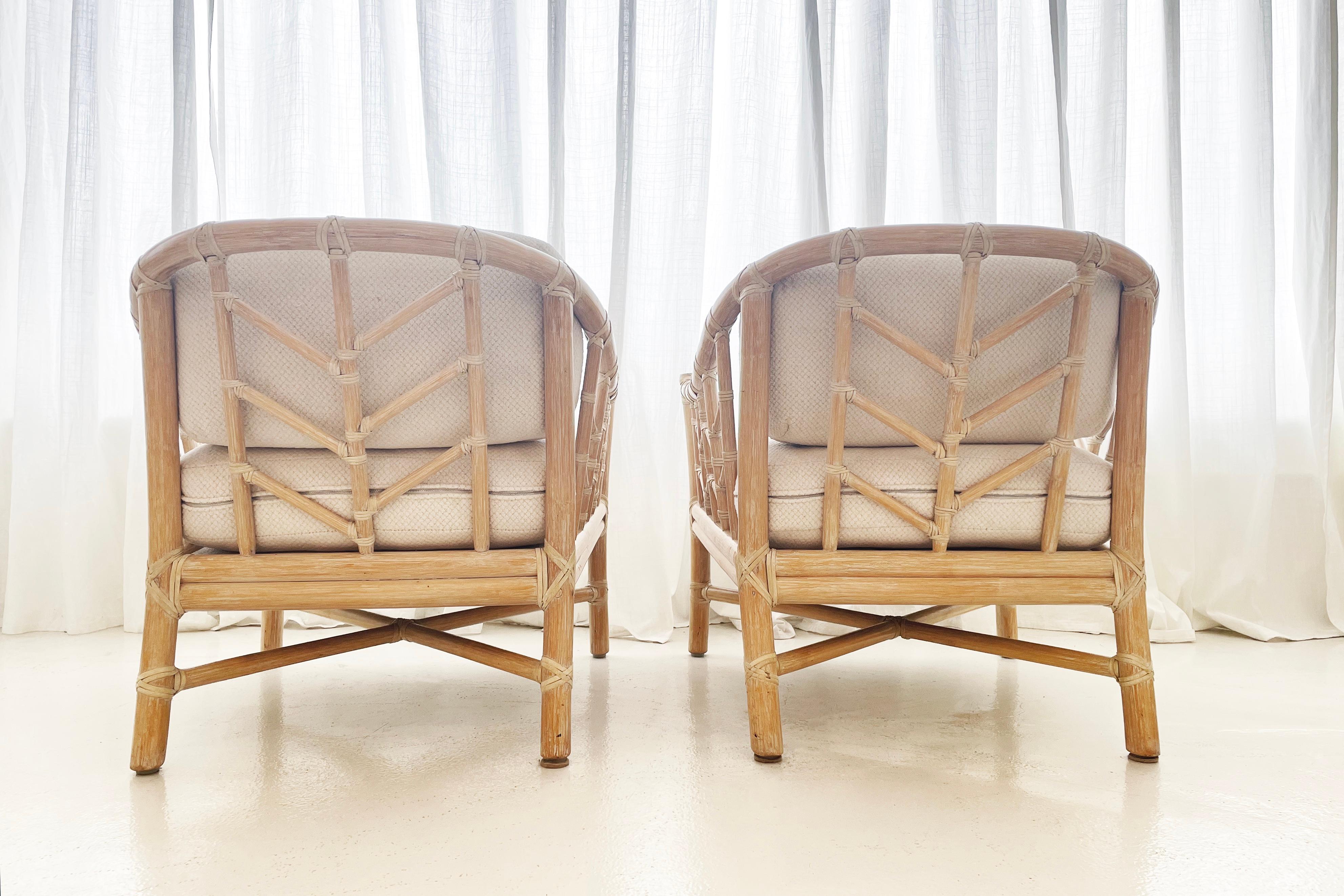 Chinoiserie Vintage Rattan Armchairs by McGuire, Set of 2