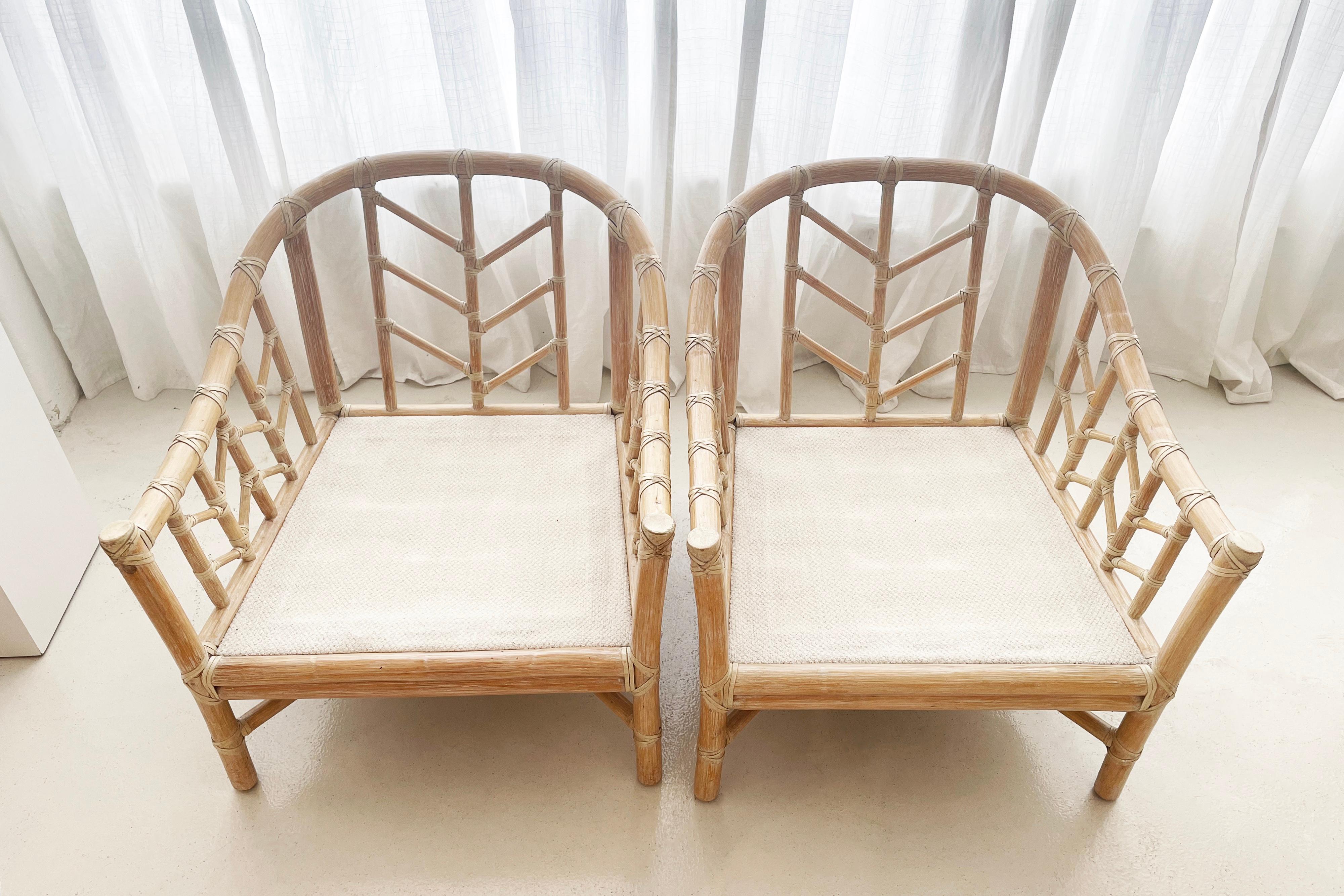 American Vintage Rattan Armchairs by McGuire, Set of 2