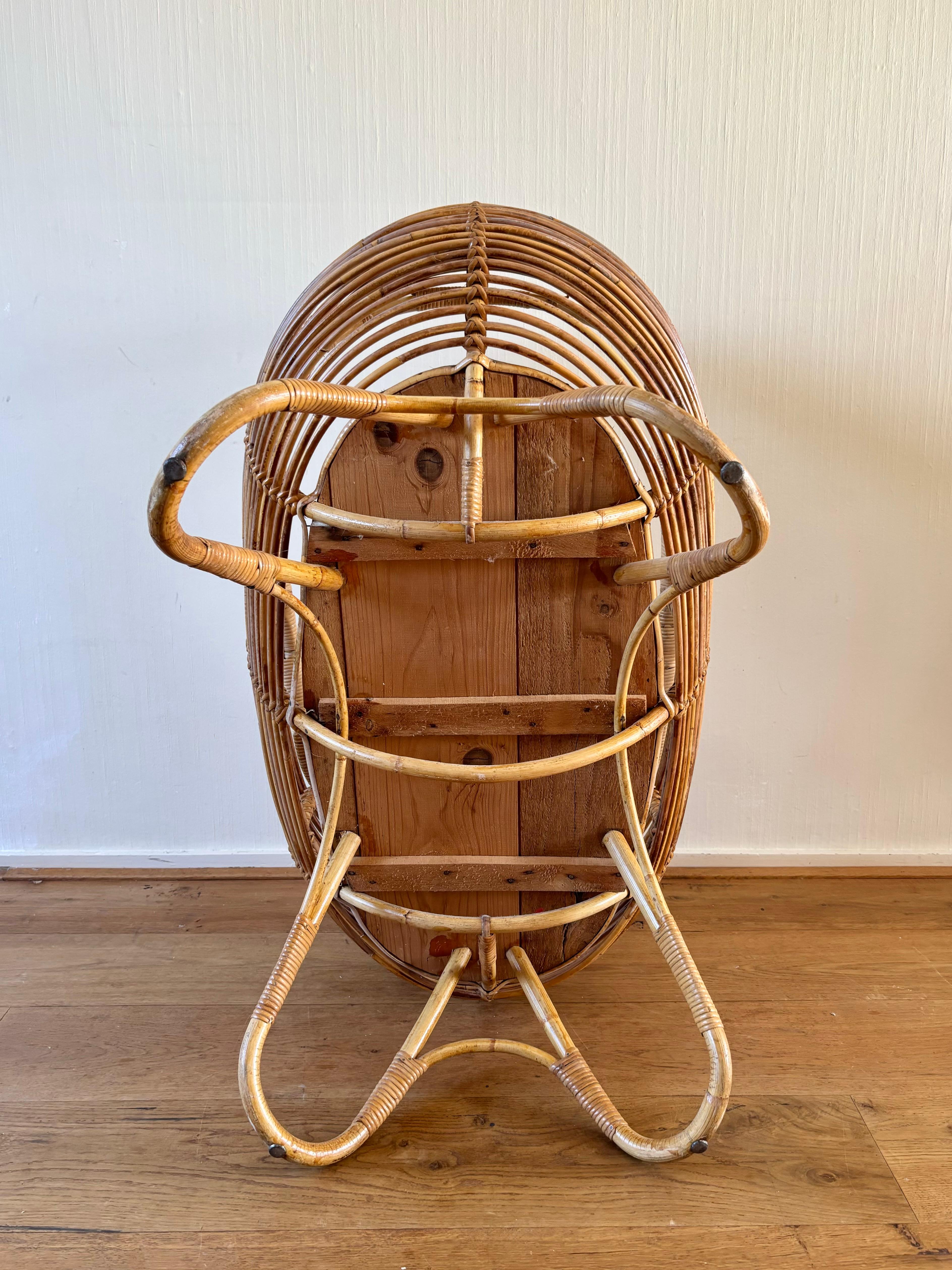 Vintage Rattan Baby Crib, Ca. 1960s For Sale 1