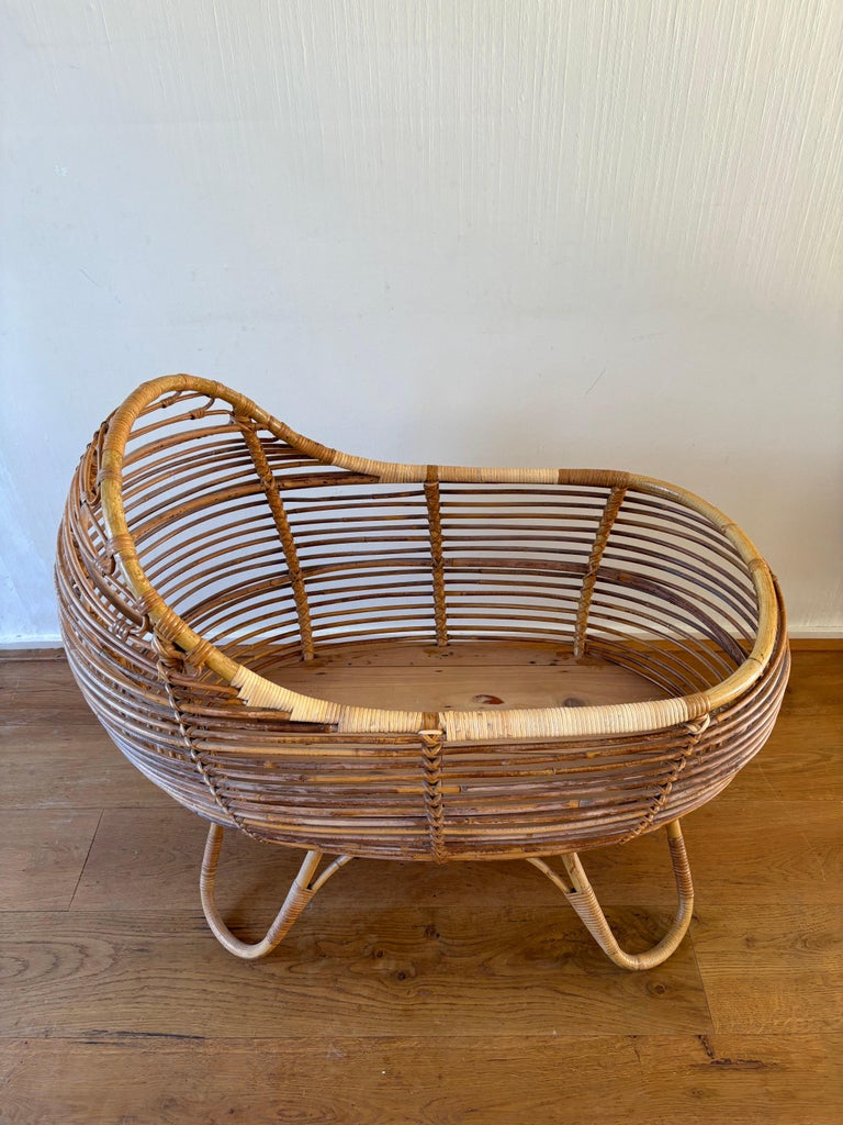 Vintage rattan crib online