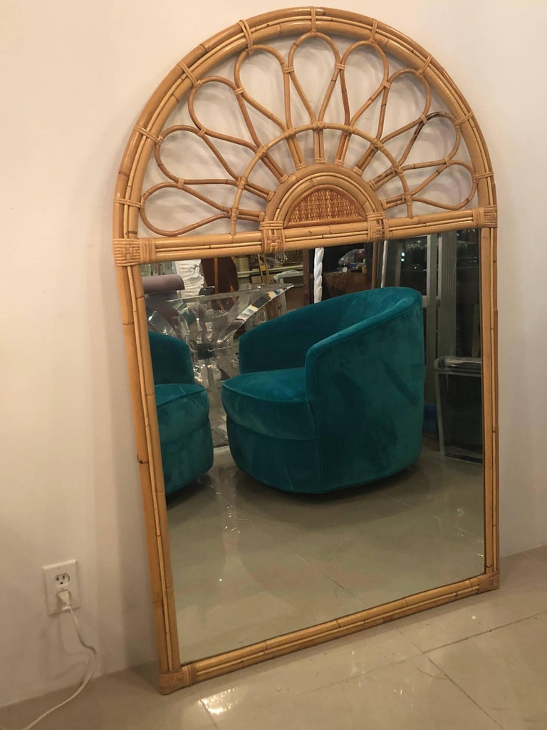 Vintage Rattan Bamboo Arched Large Wall For Sale at 1stDibs vintage bamboo mirror, vintage