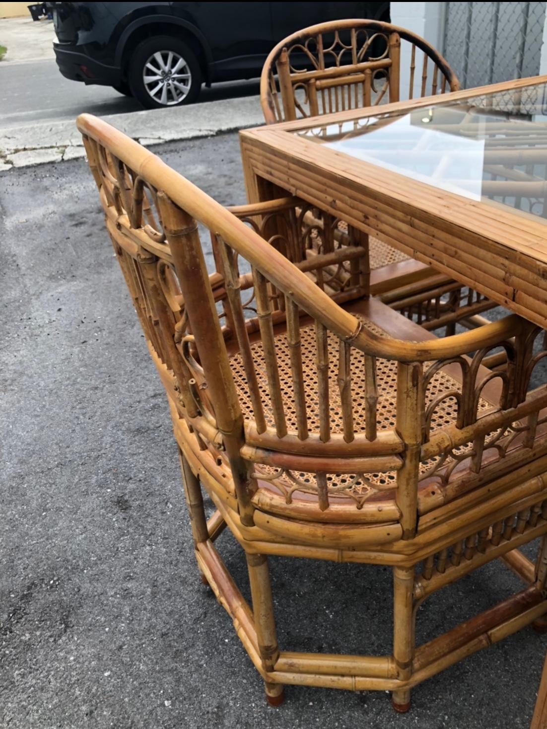 vintage bamboo dining table and chairs