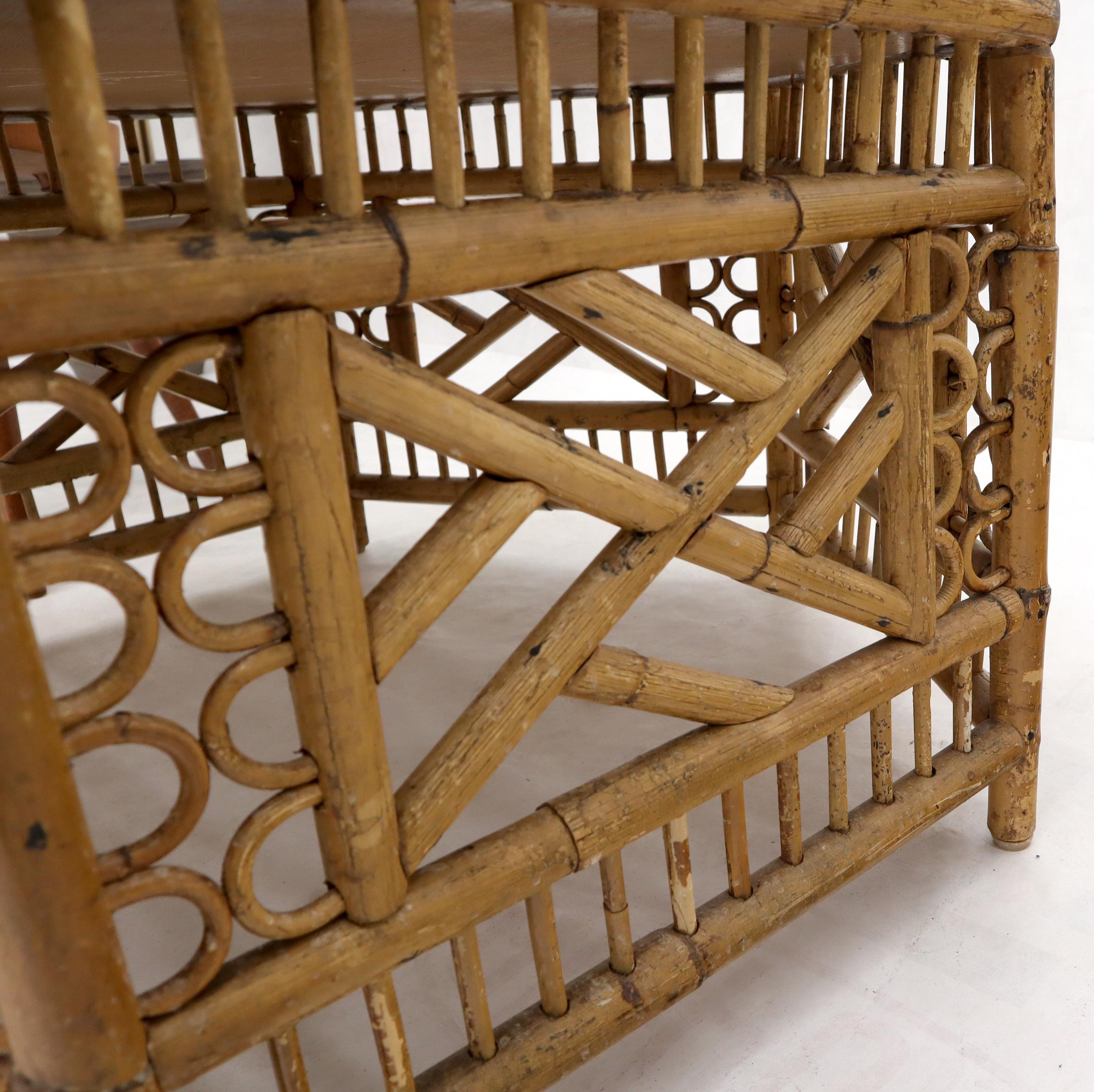 Unknown Vintage Rattan & Bamboo Hexagon Shape Large End Side Stand Coffee Table