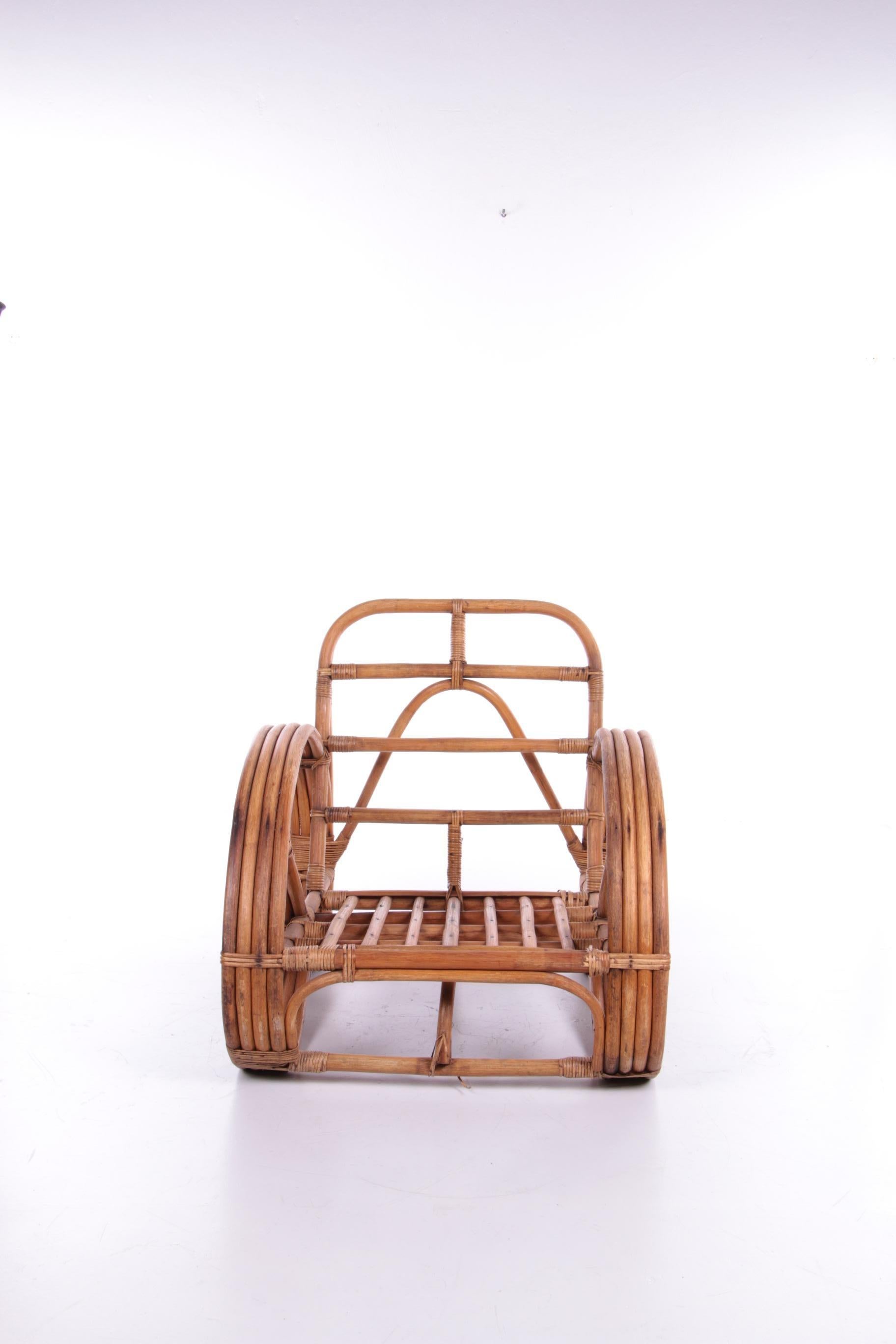 French Vintage Rattan Bamboo Lounge Armchair Paul Frankl