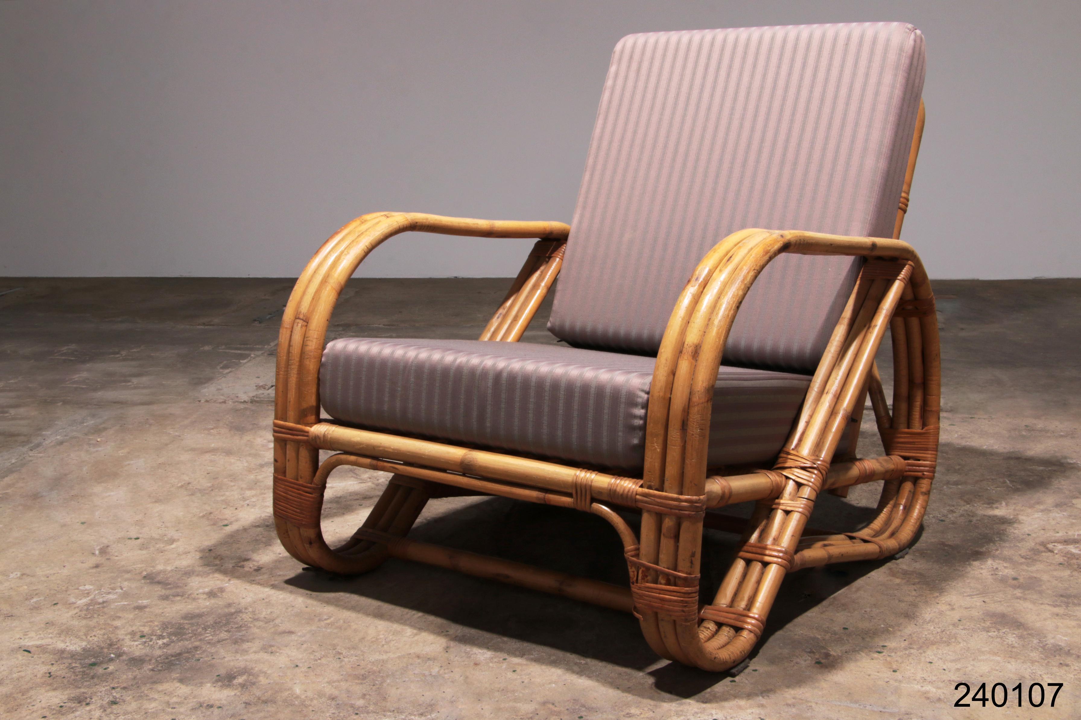 Vintage Rattan Bamboo Lounge Chair - Style Paul Frankl 1960 8
