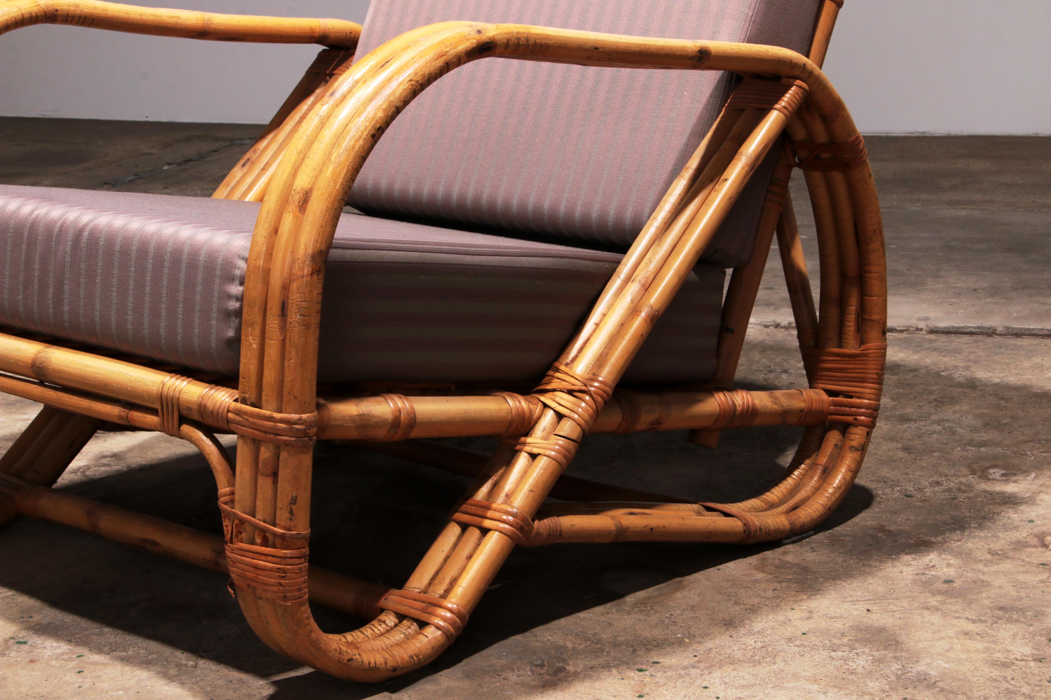 Vintage Rattan Bamboo Lounge Chair - Style Paul Frankl 1960 3