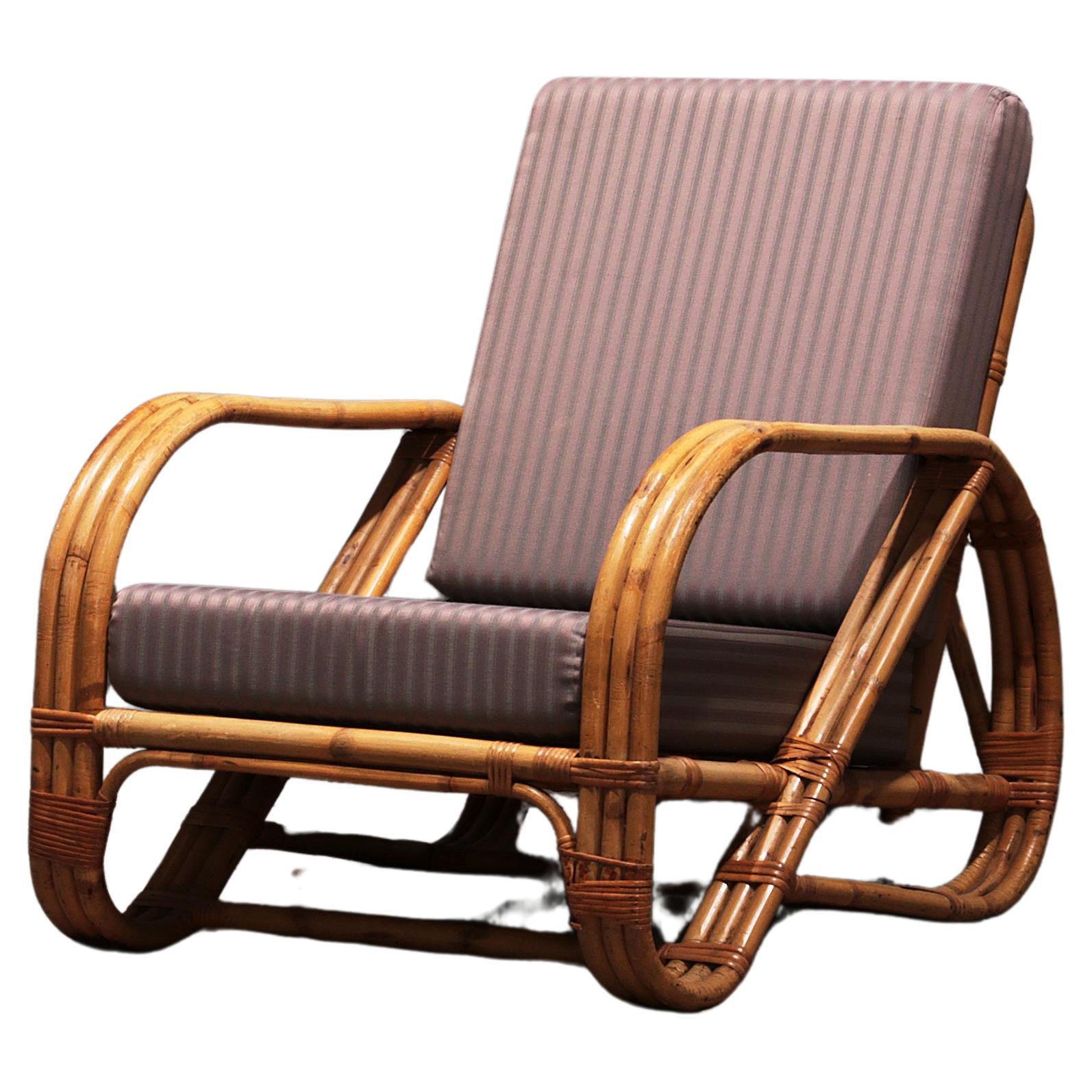 Vintage Rattan Bamboo Lounge Chair - Style Paul Frankl 1960