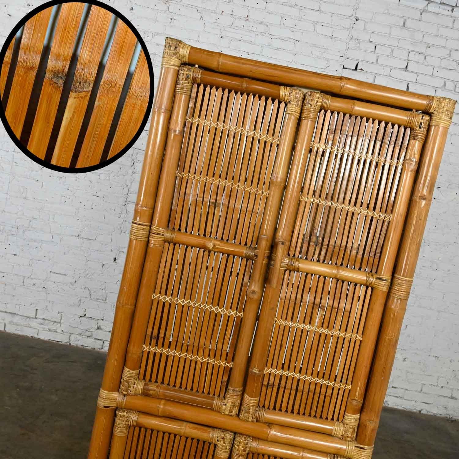 Vintage Rattan & Bamboo Organic Modern Upright Armoire Wardrobe Cabinet 7
