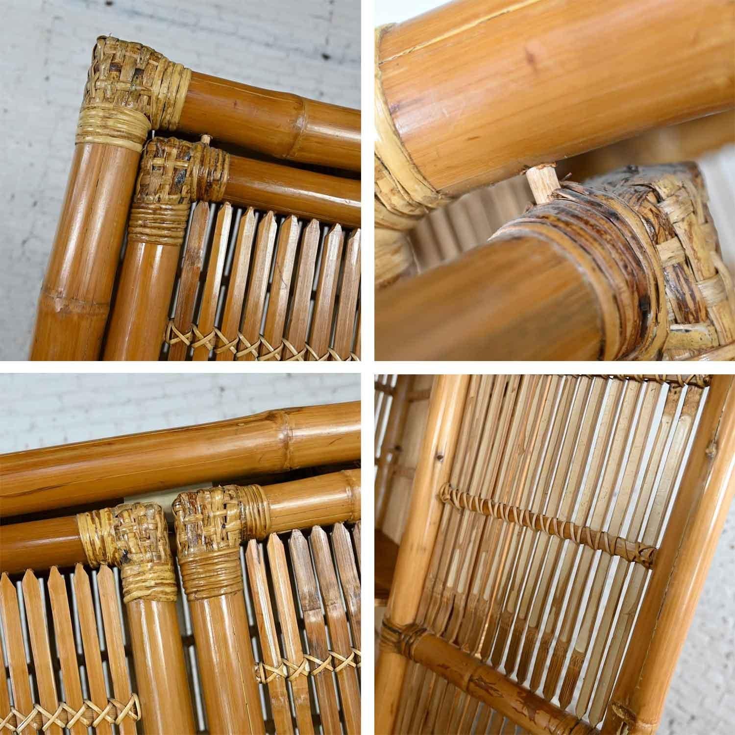 Vintage Rattan & Bamboo Organic Modern Upright Armoire Wardrobe Cabinet 9