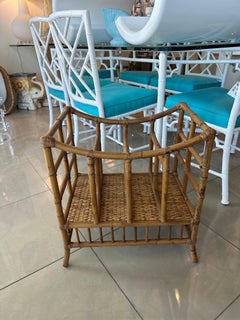 Vintage Rattan Bamboo Oversized Magazine Rack Holder Stand