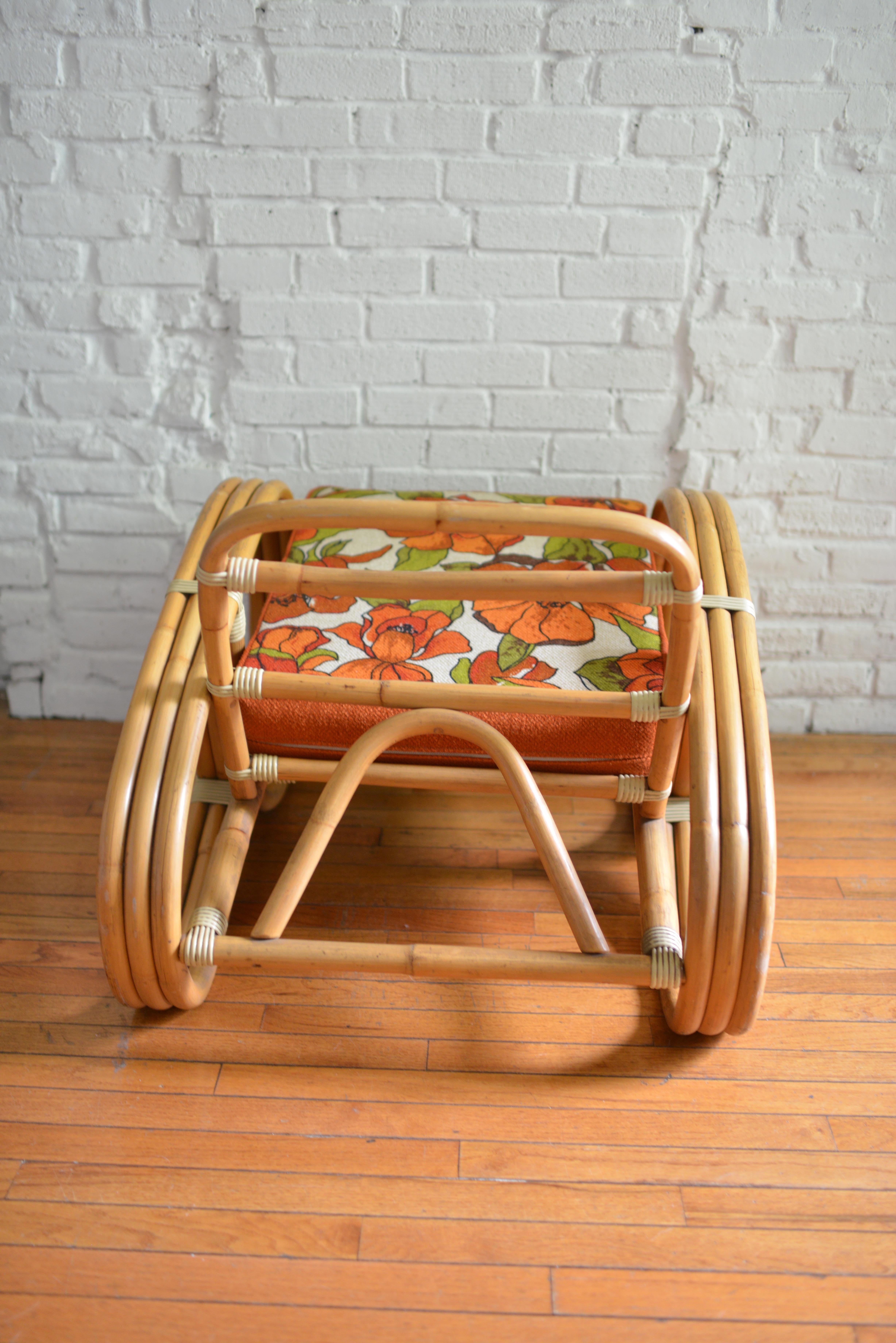 Chaise longue en bambou et rotin à la Paul Frankl Bon état - En vente à Brooklyn, NY