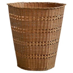 Vintage Rattan Basket in Geometric Shape, France 20th Century