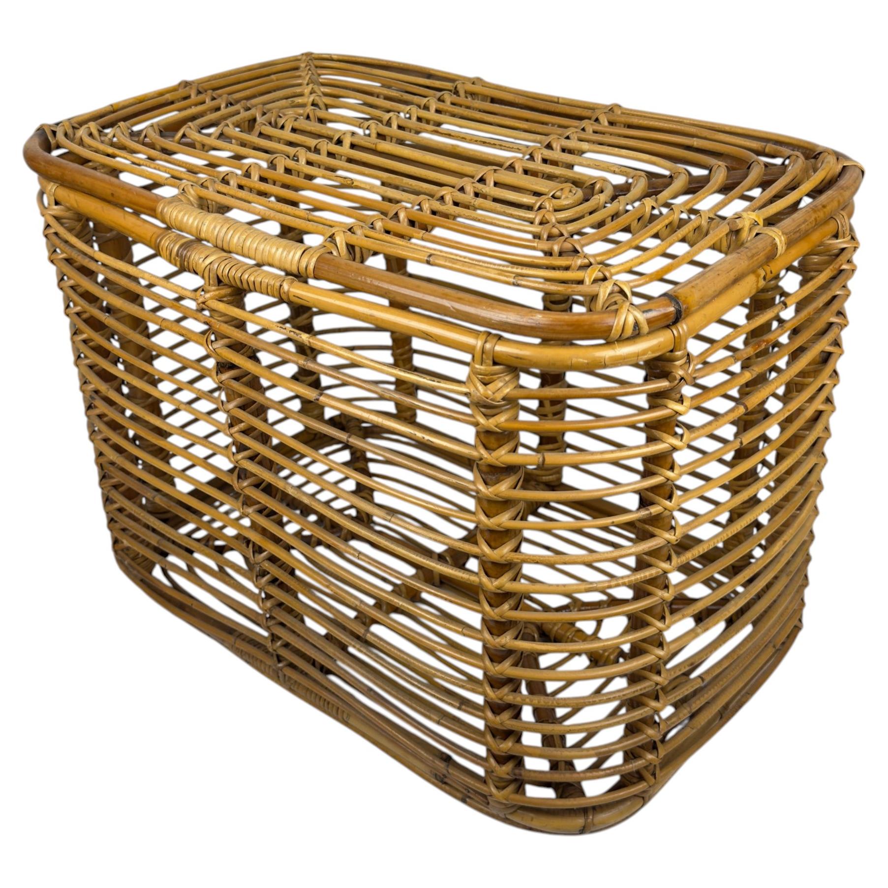 Vintage rattan basket, Italy 1960s
