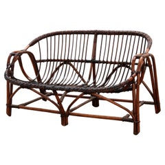 Used Rattan Bench - French Design, 1970s