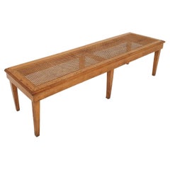 Vintage Rattan Bench Inspired by Pierre Jeanneret, France 1950's